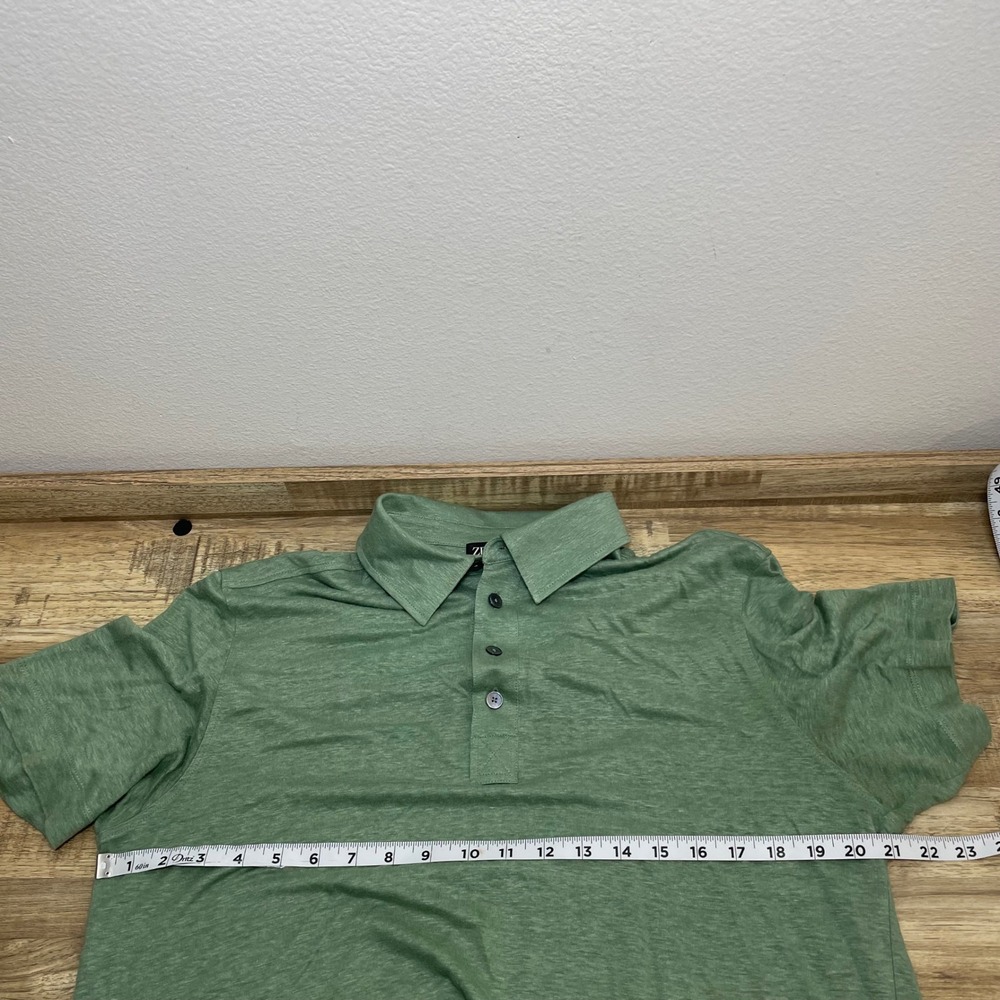 Zegna Mens 100% Linen Short Sleeve Polo Shirt Large 52 Sage Green Luxury EUC - Picture 7 of 8
